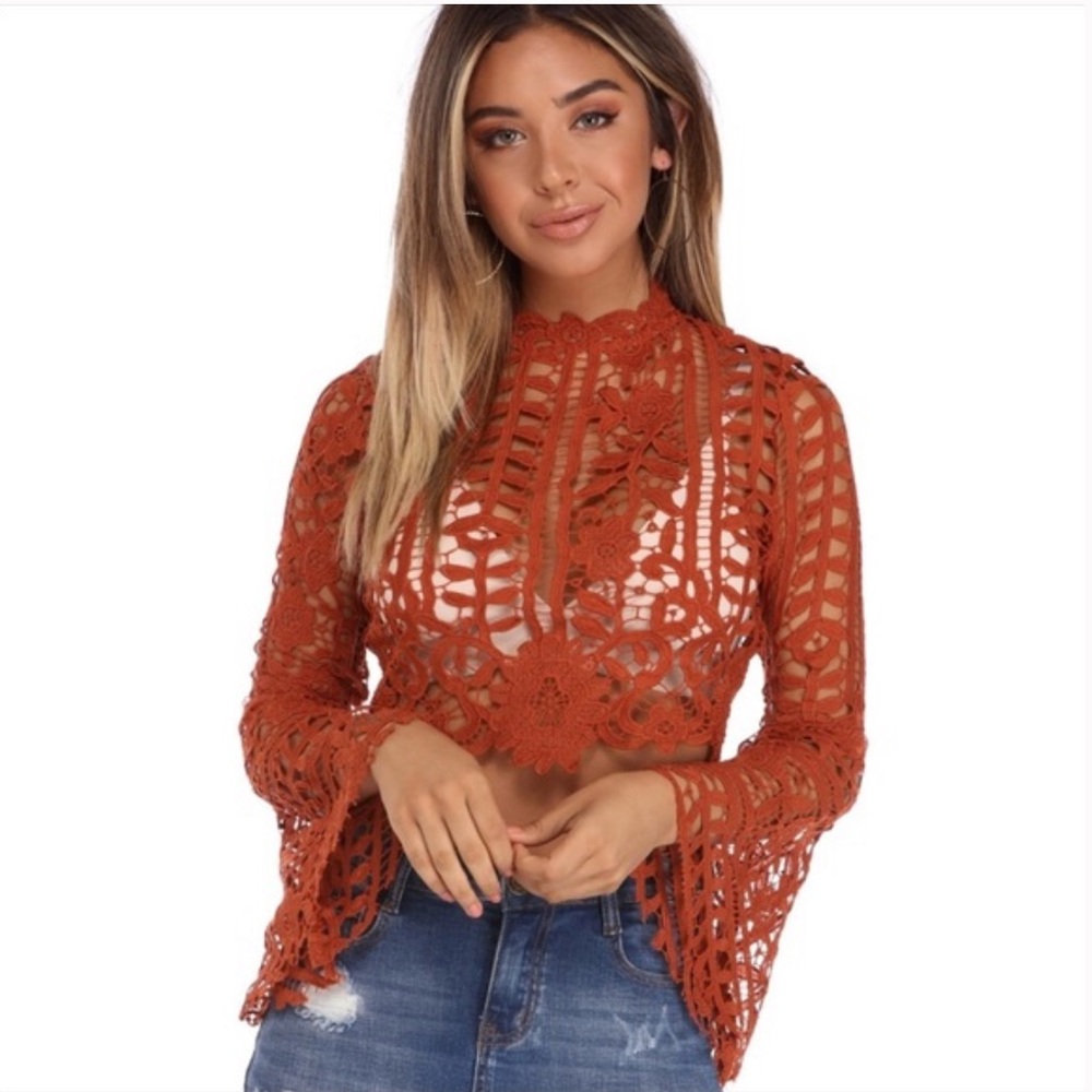 Windsor long sleeve lace crop top